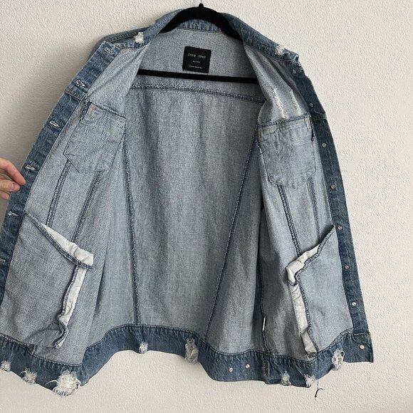 Love Tree Oversized Distressed Denim Jacket - Picture 3 of 4